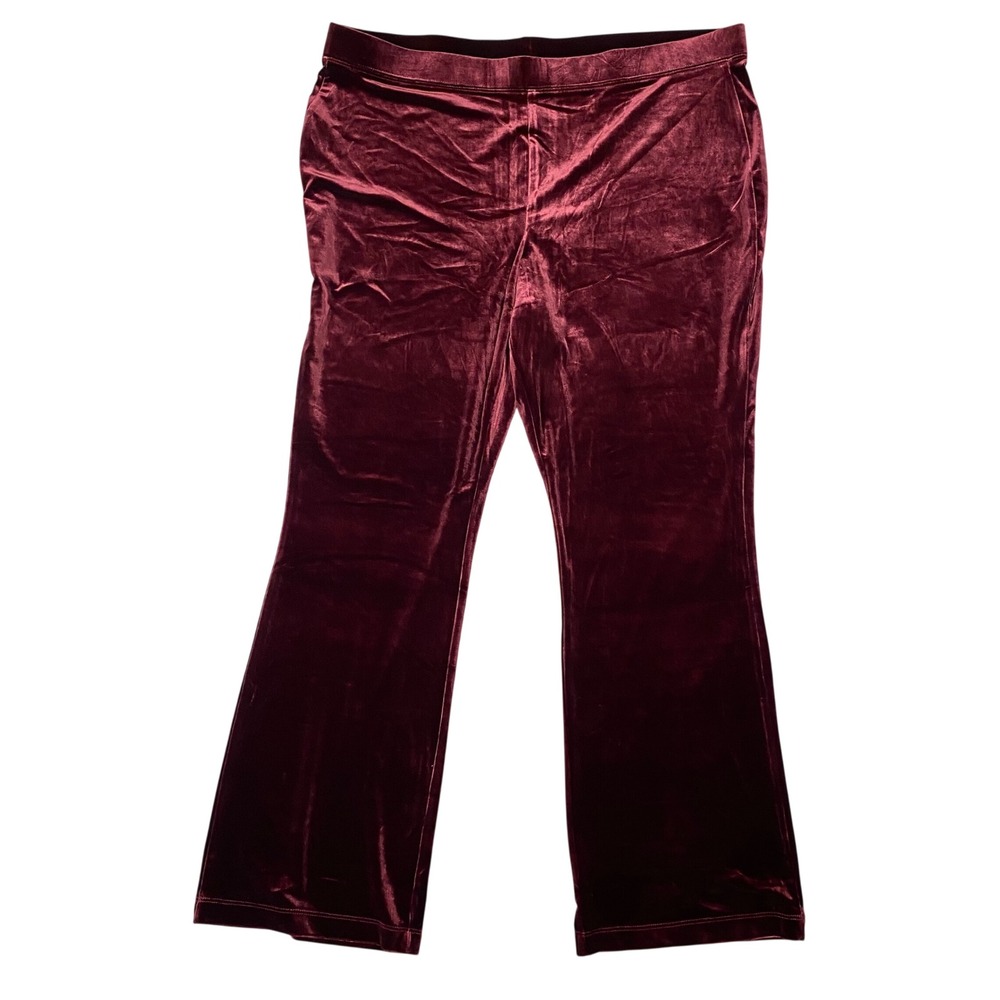 Susan Graver Stretch Velvet Bootcut Wide Leg Pull On Pants Plus Womens 2X